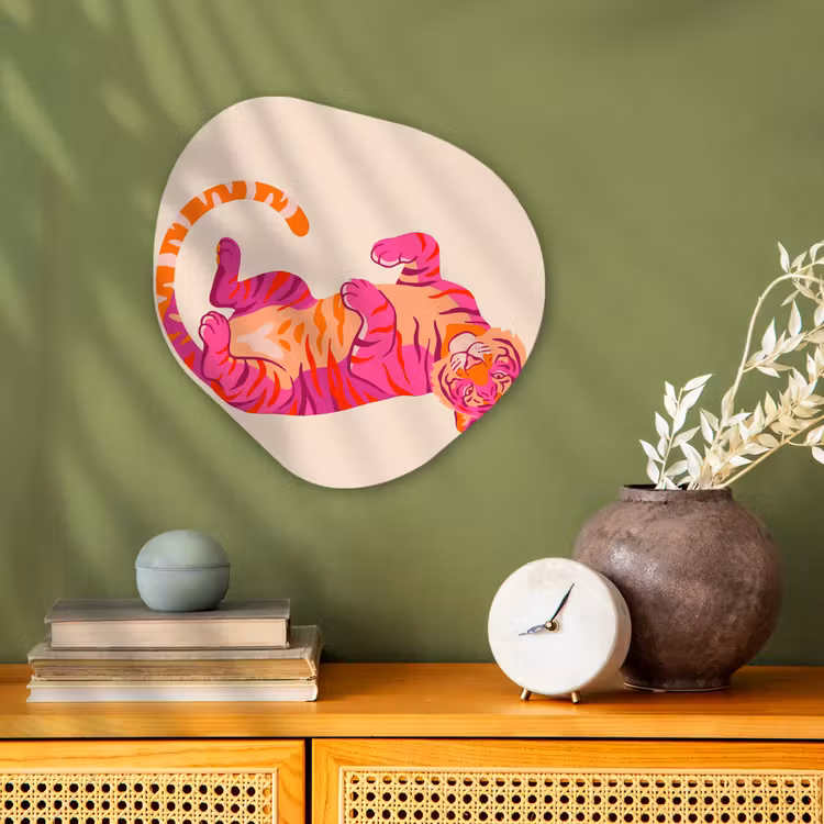 Organisch schilderij - Forex - Tijger - Roze - Oranje — 2