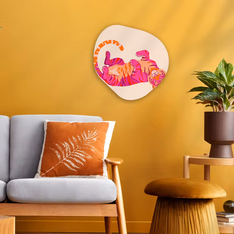 Organisch schilderij - Forex - Tijger - Roze - Oranje — 3