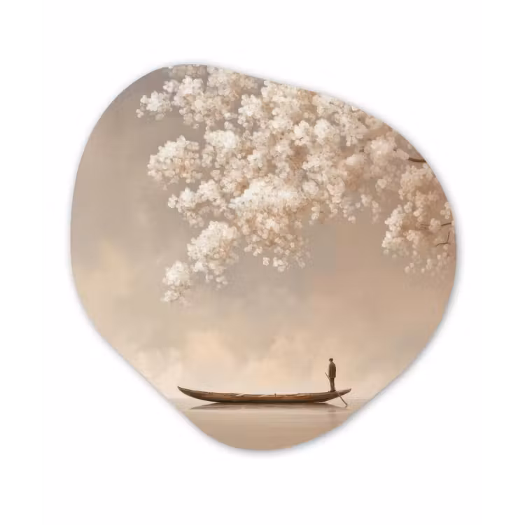 Organische vorm aluminium - Bloesems - Wit - Boot - Minimalistisch — 1