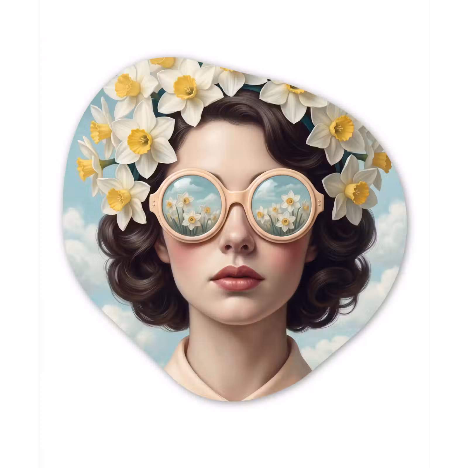 Organisch schilderij - Forex - Vrouw - Narcissen - Geel — 1