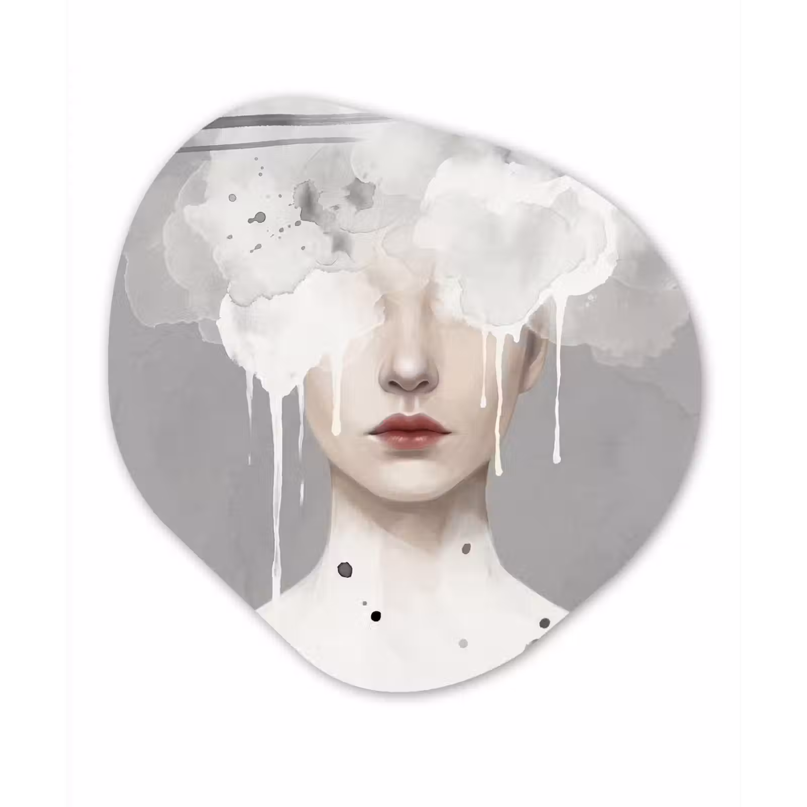 Organisch schilderij - Forex - Vrouw - Wolk - Grijs — 1