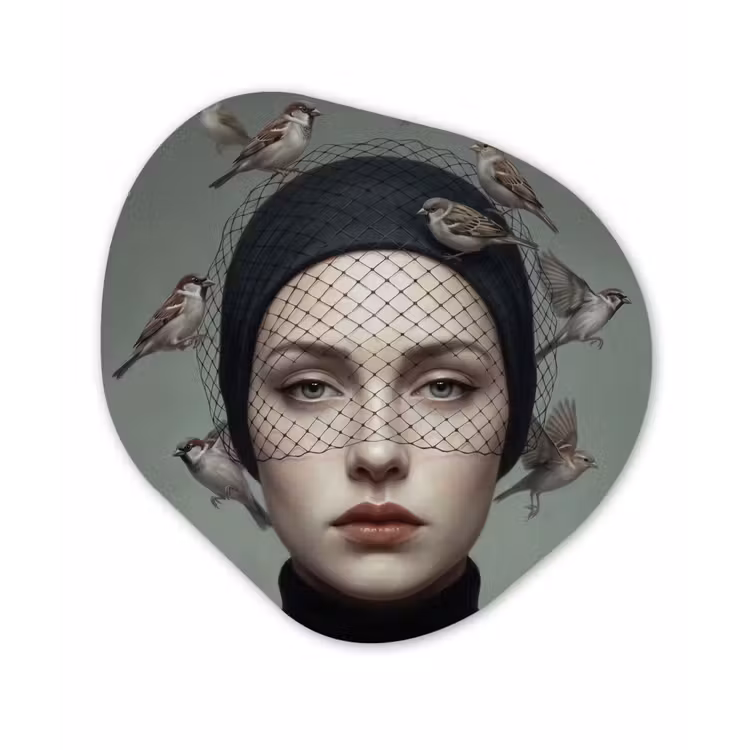 Organisch schilderij - Forex - Portret - Vogels - Zwart — 1