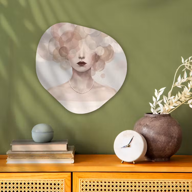 Organisch schilderij - Forex - Vrouw - Cirkels - Beige — 2