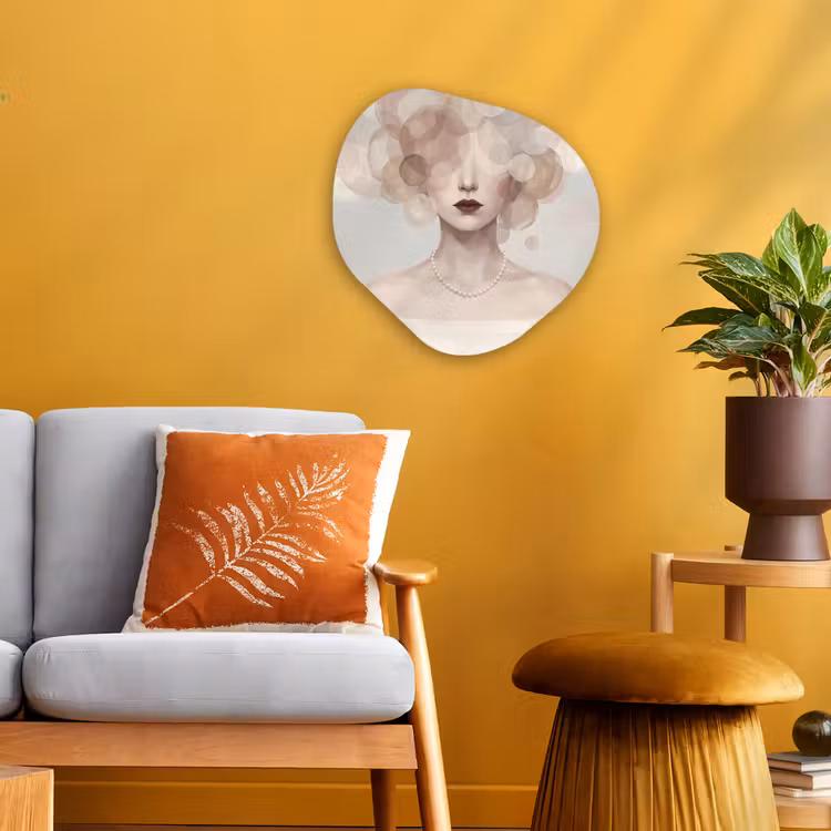 Organisch schilderij - Forex - Vrouw - Cirkels - Beige — 3