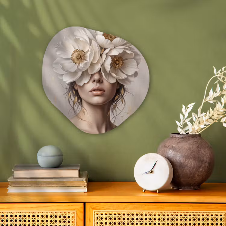 Organisch schilderij - Forex - Vrouw - Pioenroos - Wit — 2