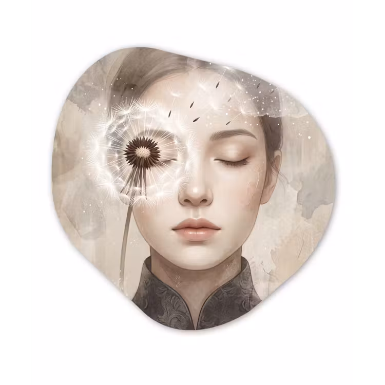 Organisch schilderij - Forex - Vrouw - Sereen - Grijs — 1
