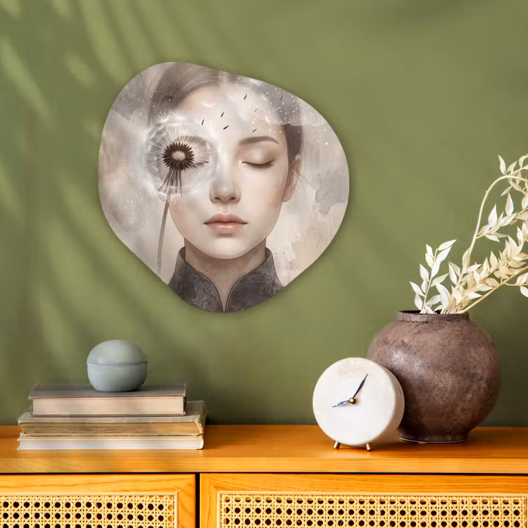 Organisch schilderij - Forex - Vrouw - Sereen - Grijs — 2