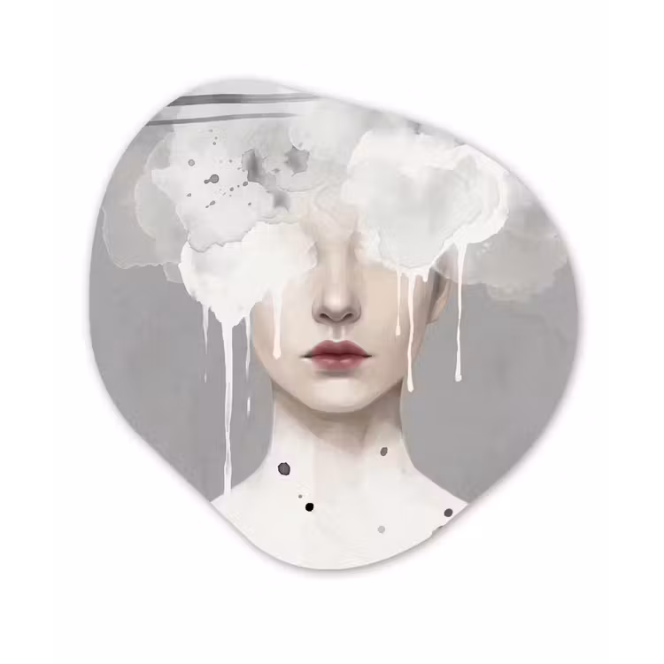 Organisch schilderij - Forex - Vrouw - Wolk - Grijs — 1