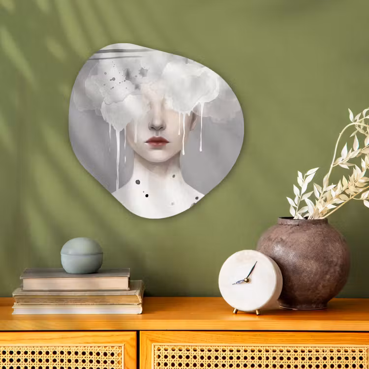 Organisch schilderij - Forex - Vrouw - Wolk - Grijs — 2