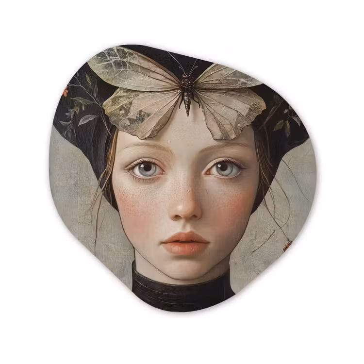 Organisch schilderij - Forex - Woman - Butterfly - Art - Classic - Muted — 1