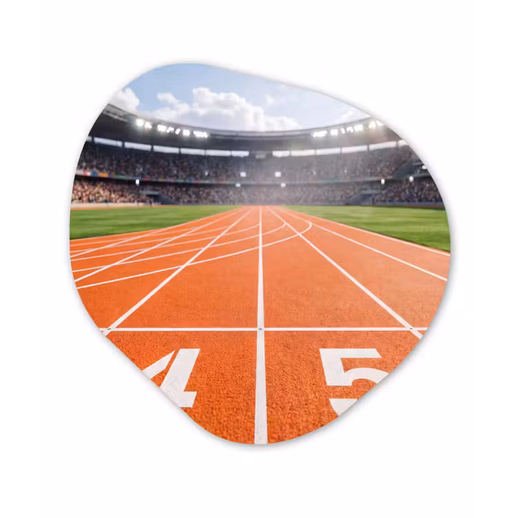 Organisch schilderij - Forex - Sintelbaan - Stadion - Sport -Oranje — 1