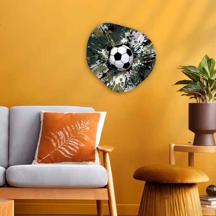 Organisch schilderij - Forex - Voetbal - Verf - Spetters - Groen — 3