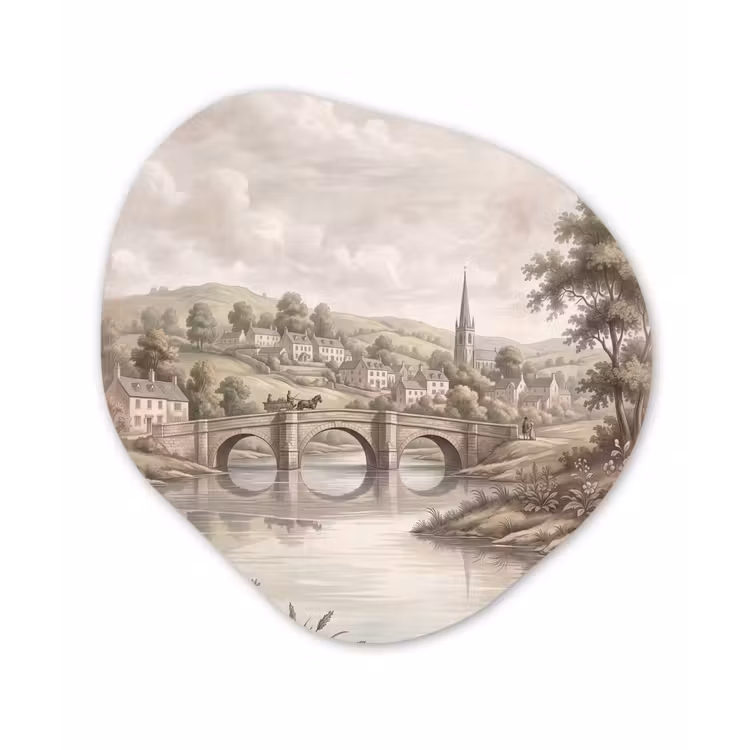 Organische vorm aluminium - Dorp - Brug - Uitzicht - Groen — 1