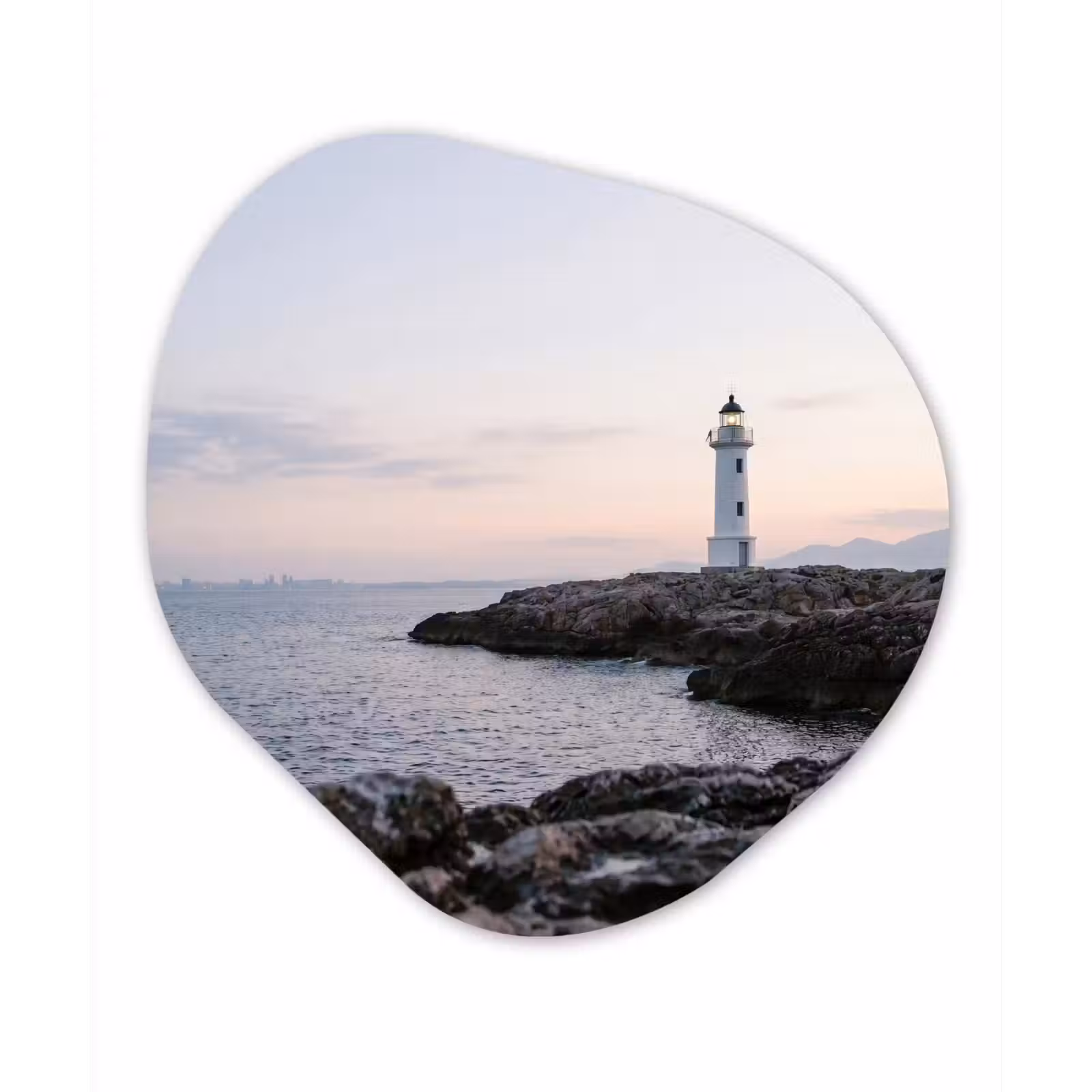 Organisch schilderij - Forex - Rotsen - Vuurtoren - Wit — 1