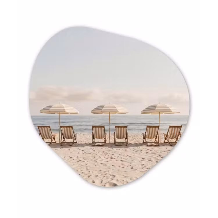 Organisch schilderij - Forex - Strand - Stoelen - Parasol — 1