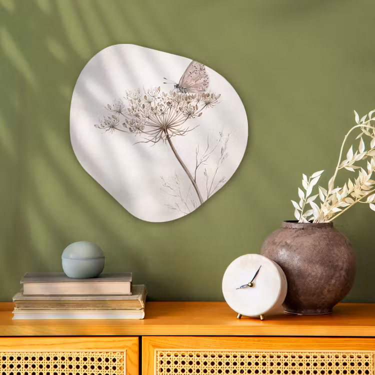 Organisch schilderij - Forex - Vlinder - Bloem -Natuur - Beige — 2
