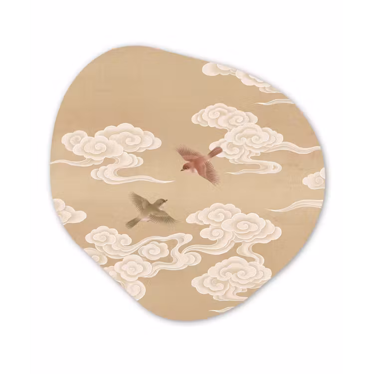 Organisch schilderij - Forex - Vogels - Vliegen - Beige — 1