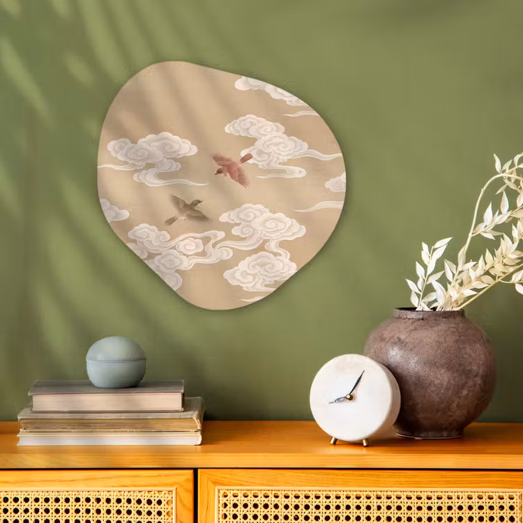 Organisch schilderij - Forex - Vogels - Vliegen - Beige — 2