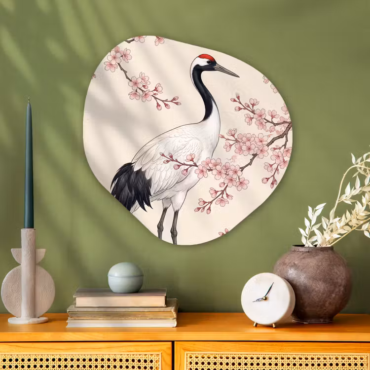 Organische vorm aluminium - Aziatisch - Kraanvogel - Beige — 2