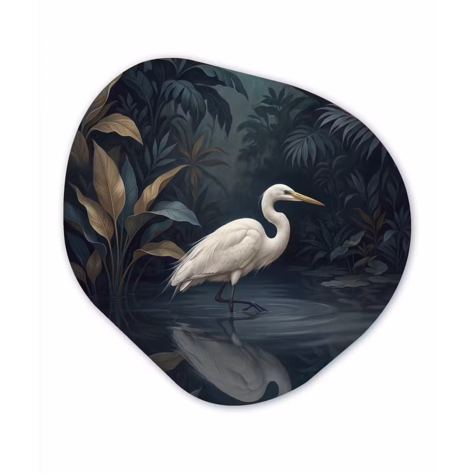 Organisch schilderij - Forex - Reiger - Water - Natuur - Modern - Wit — 1