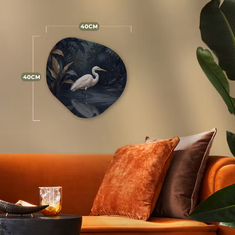 Organisch schilderij - Forex - Reiger - Water - Natuur - Modern - Wit — 4