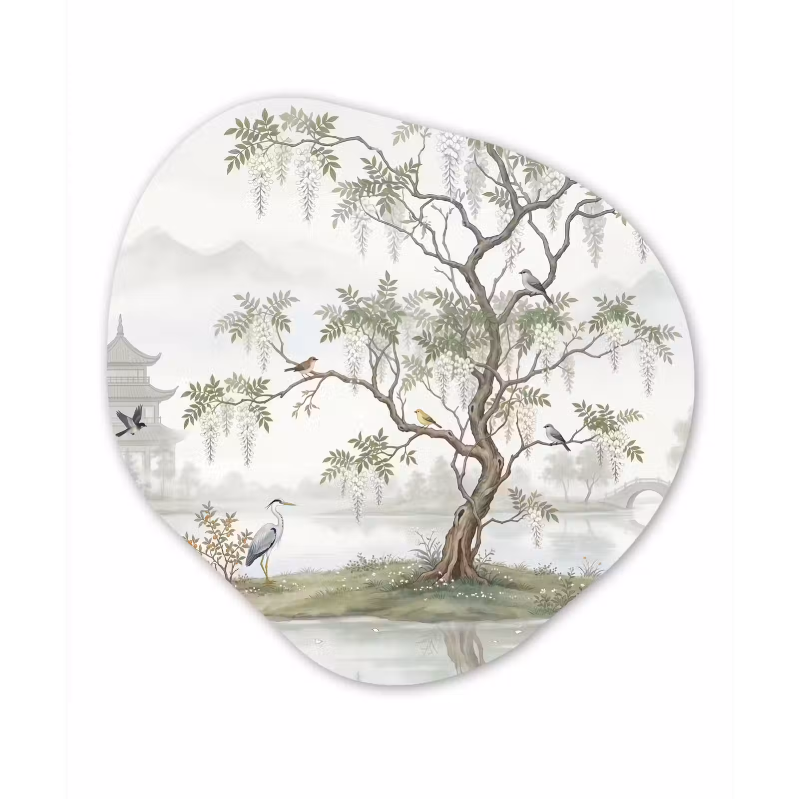 Organisch schilderij - Forex - Reiger - Landschap - Groen — 1