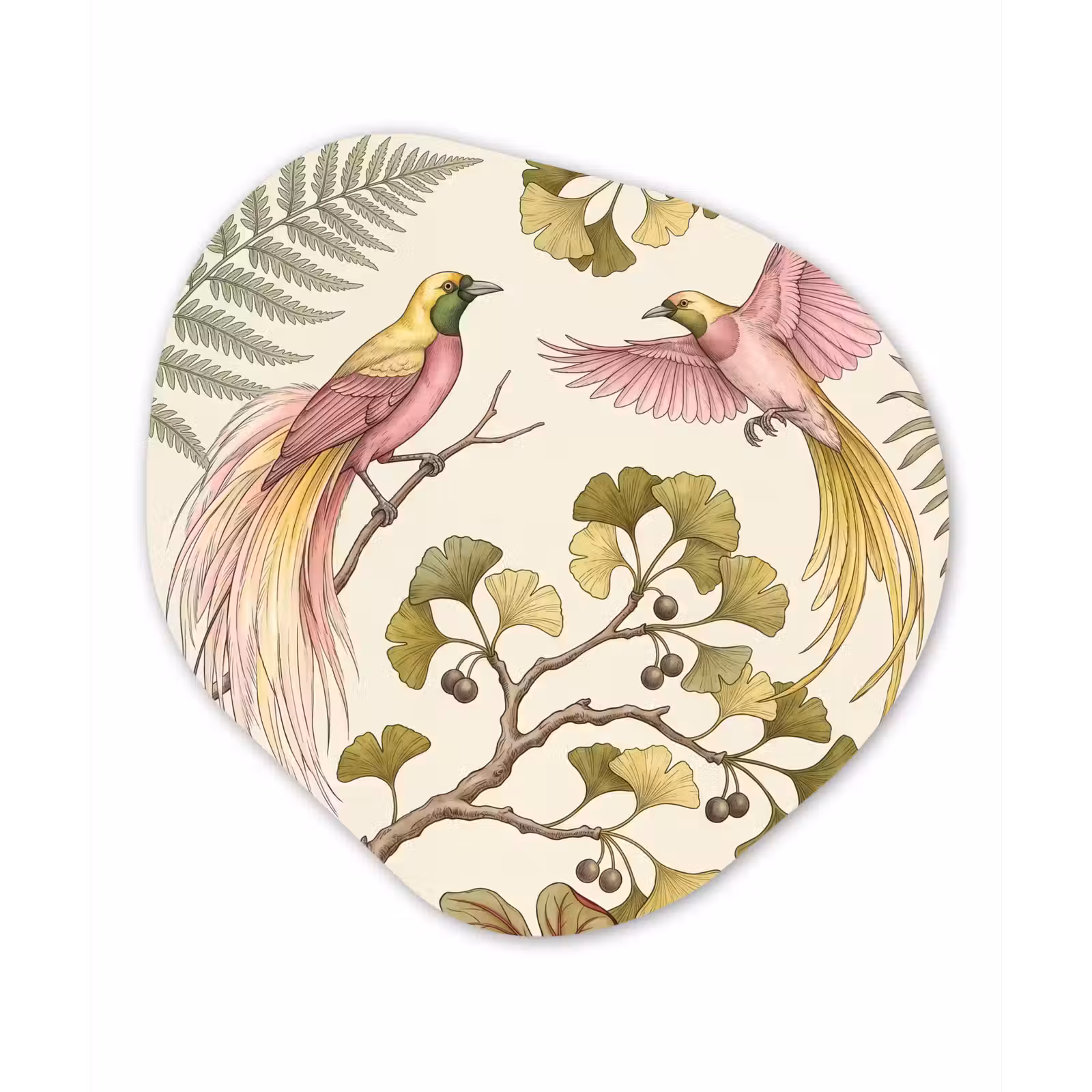 Organisch schilderij - Forex - Vogels - Tropisch - Botanisch - Roze — 1