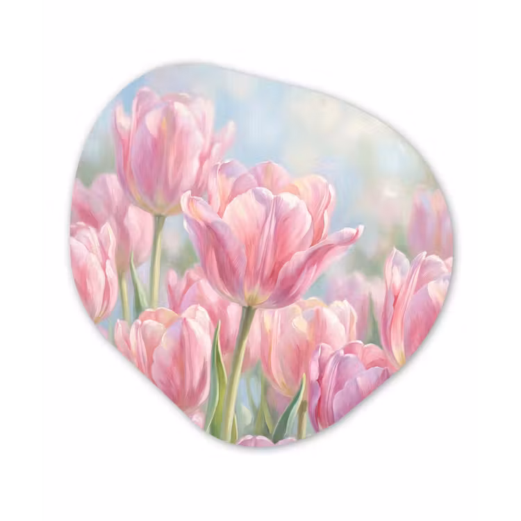 Organisch schilderij - Forex - Tulpen - Veld - Lente - Roze — 1