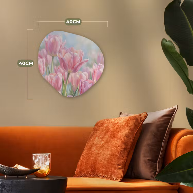Organisch schilderij - Forex - Tulpen - Veld - Lente - Roze — 4