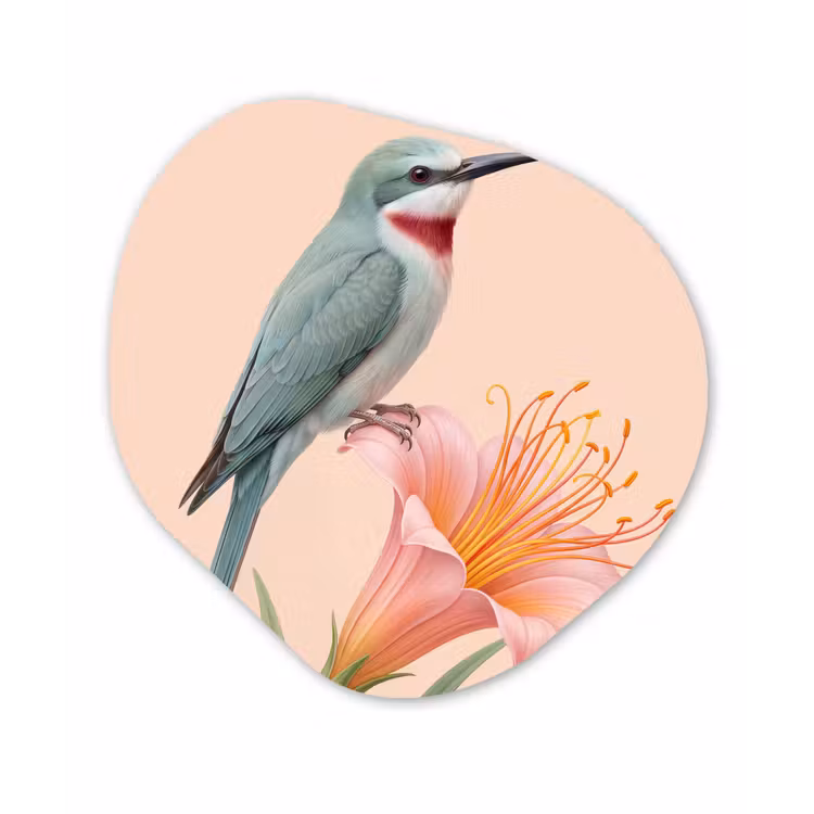 Organisch schilderij - Forex - Vogel - Bloem - Natuur - Roze — 1