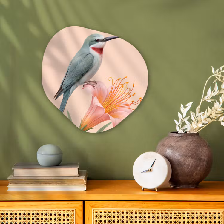 Organisch schilderij - Forex - Vogel - Bloem - Natuur - Roze — 2