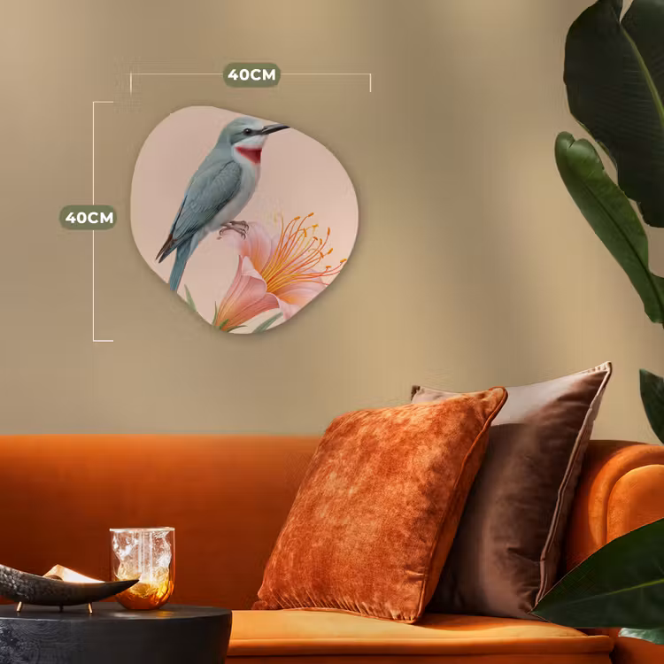 Organisch schilderij - Forex - Vogel - Bloem - Natuur - Roze — 4