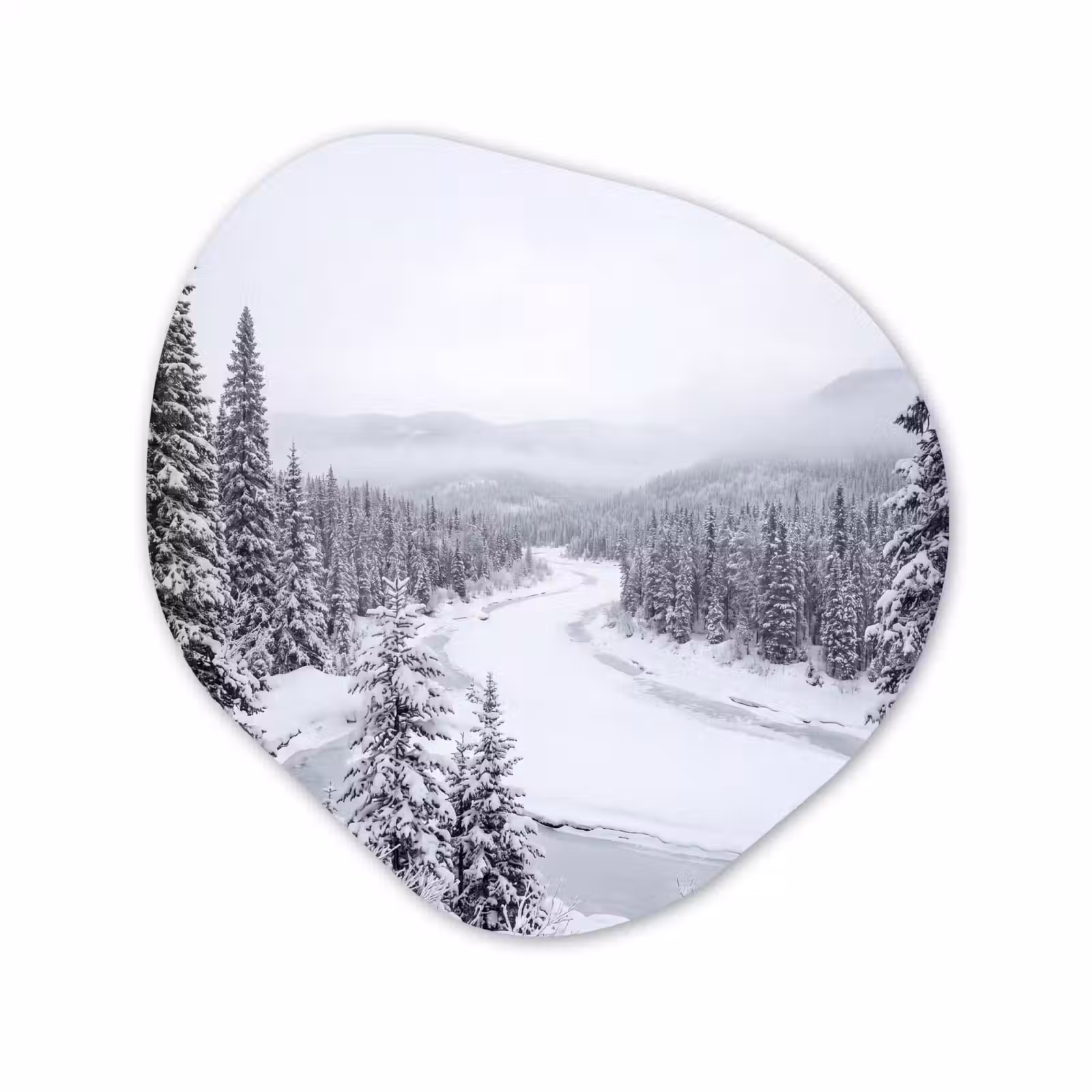 Organisch schilderij - Forex - Rivier - Bevroren - Landschap - Winter — 1