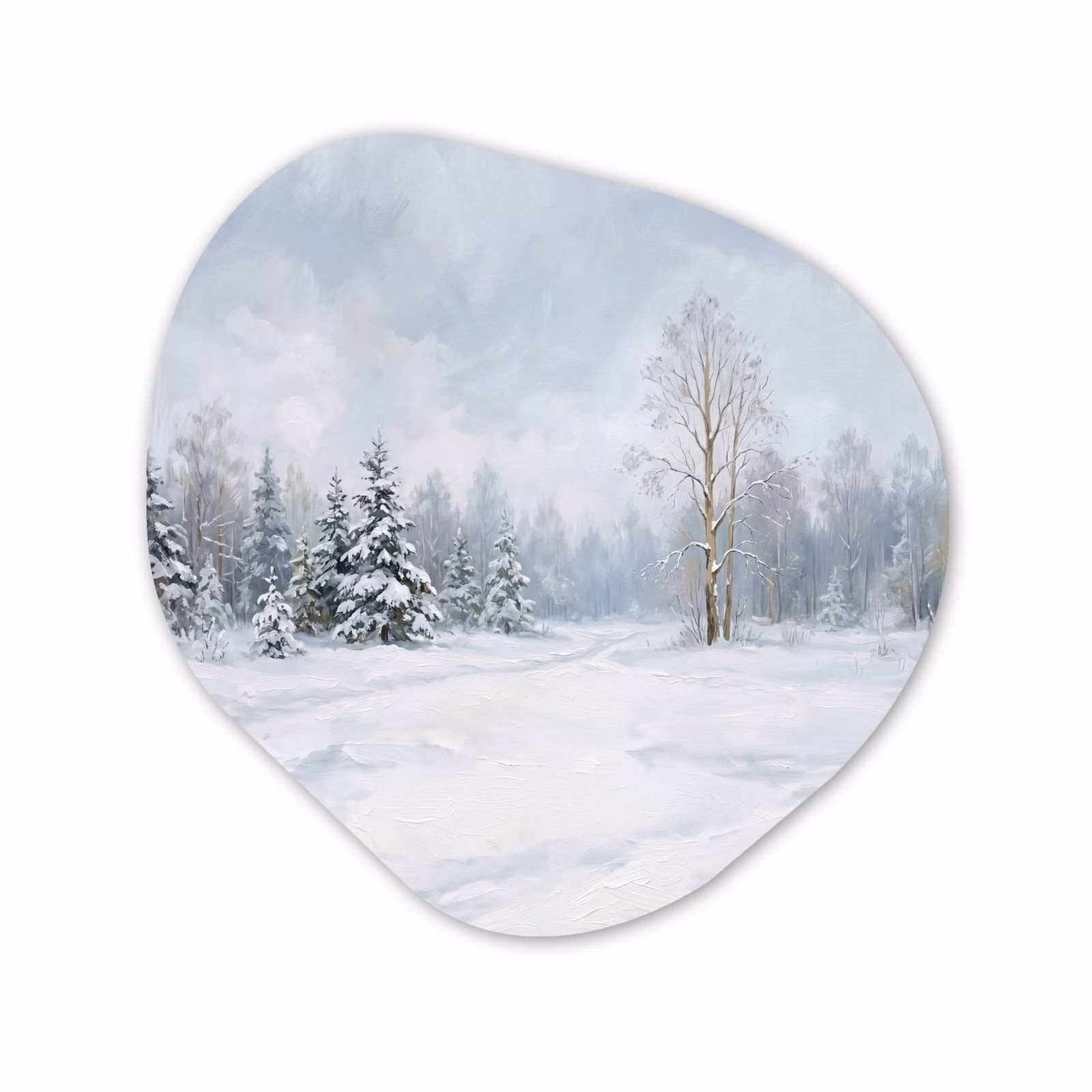 Organische vorm aluminium - Bospad - Dennen - Sneeuw - Winter - Rustgevend — 1