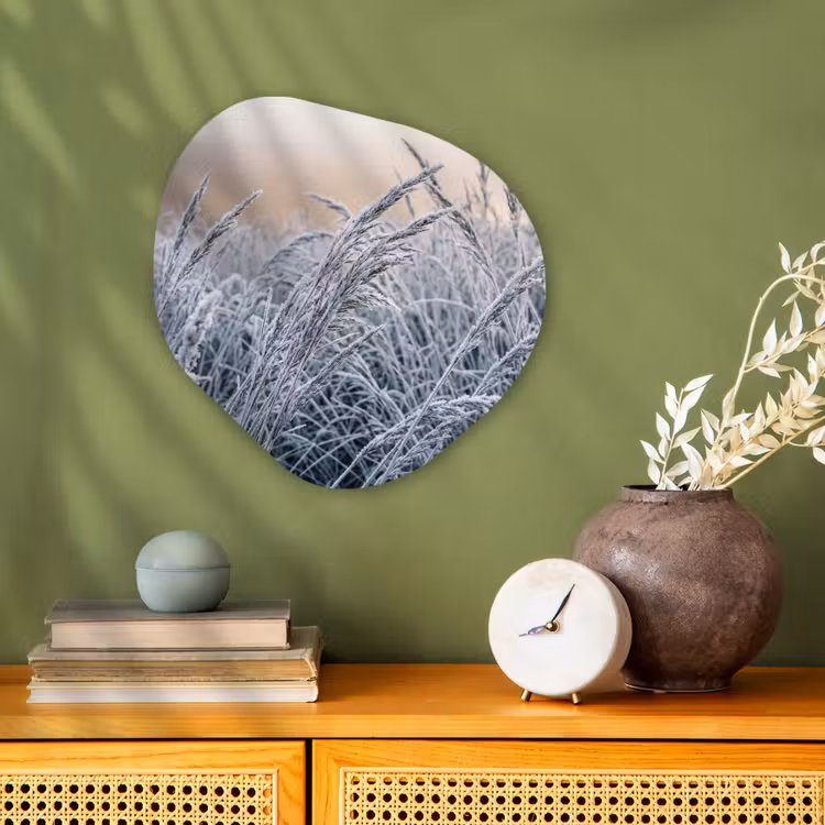 Organisch schilderij - Forex - Rijp - Gras - Kristallen - Winter - Minimalistisch — 2