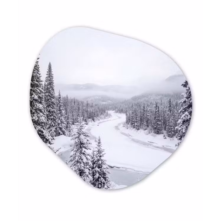 Organisch schilderij - Forex - Rivier - Bevroren - Landschap - Winter — 1