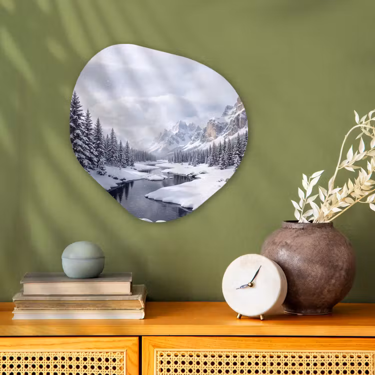 Organisch schilderij - Forex - Sneeuwlandschap - Bergen - Rivier - Winter — 2