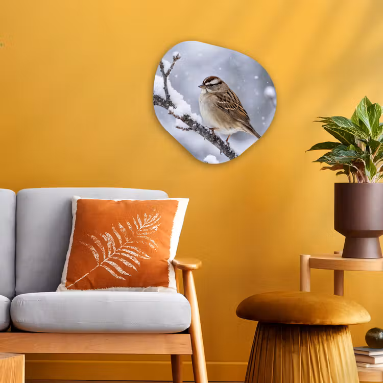 Organisch schilderij - Forex - Vogel - Tak - Sneeuw - Winter — 3