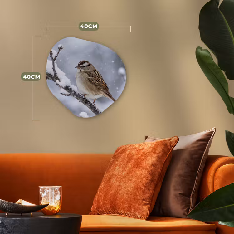 Organisch schilderij - Forex - Vogel - Tak - Sneeuw - Winter — 4