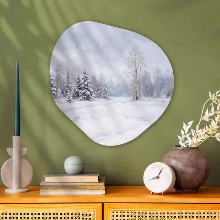 Organische vorm aluminium - Bospad - Dennen - Sneeuw - Winter - Rustgevend — 2