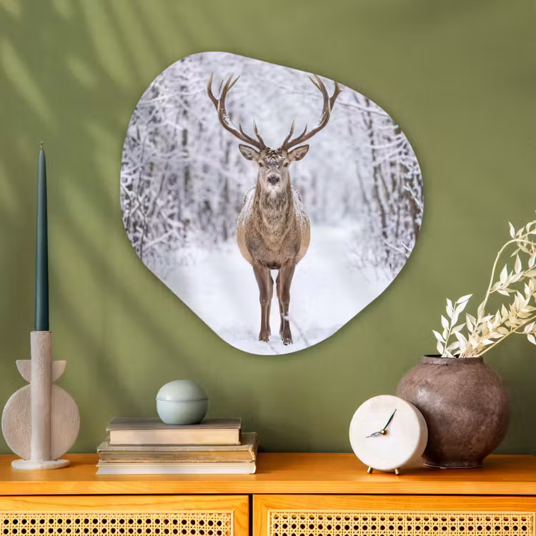Organische vorm aluminium - Hert - Winter - Bos - Natuur - Wit — 2