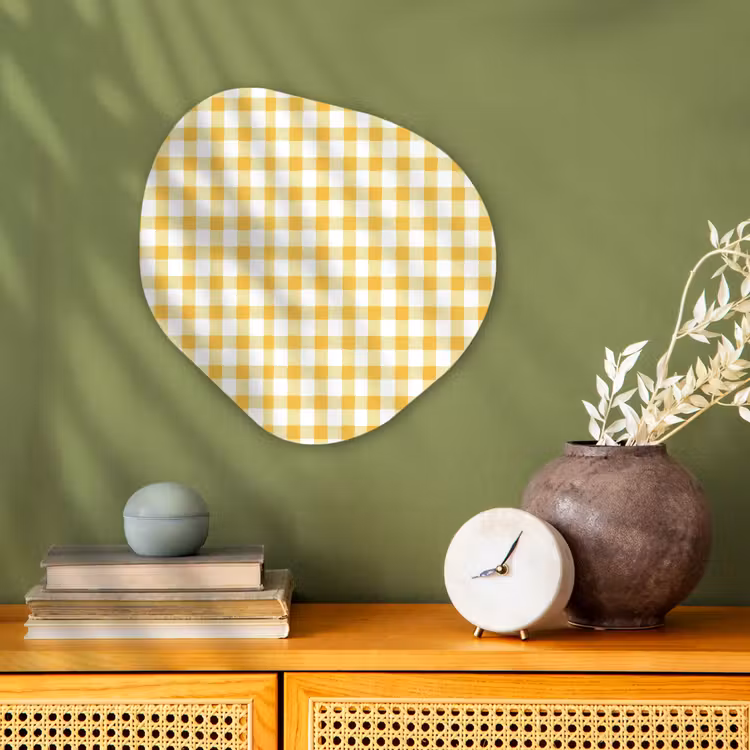 Organisch schilderij - Forex - Ruit - Gingham - Klassiek - Geel en Wit — 2