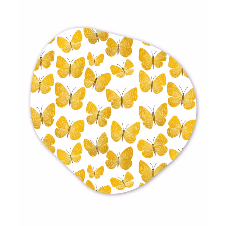 Organisch schilderij - Forex - Vlinders - Botanisch - Illustratie - Geel - Wit — 1