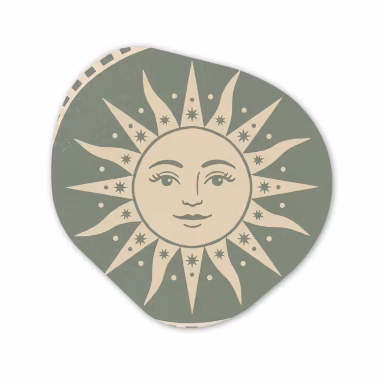 Organisch schilderij - Forex - Zon - Sterren - Astrologie - Vintage - Groen — 1