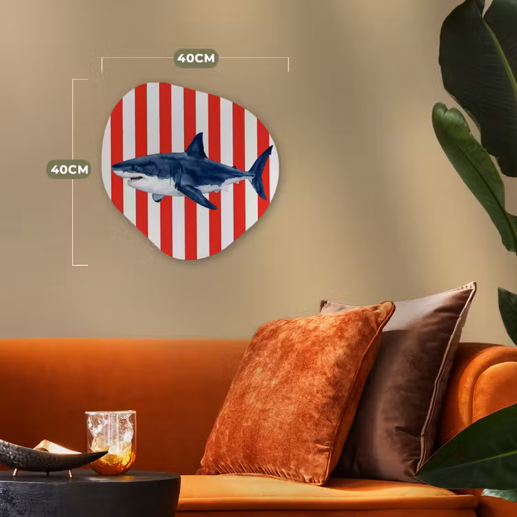 Organisch schilderij - Forex - Vis - Haai - Zee - Illustratie - Blauw — 4