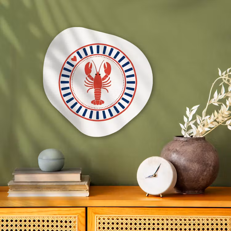 Organisch schilderij - Forex - Zeeleven - Kreeft - Embleem - Grafisch - Rood — 2
