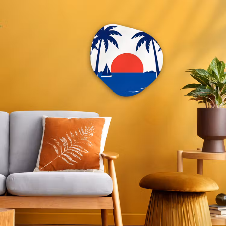 Organisch schilderij - Forex - Zonsondergang - Zee - Palmboom - Tropisch - Modern — 3