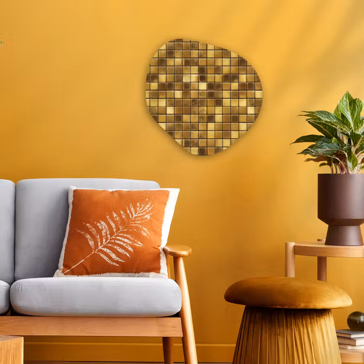 Organisch schilderij - Forex - Tegels - Mozaïek - Luxe - Warm Goud — 3