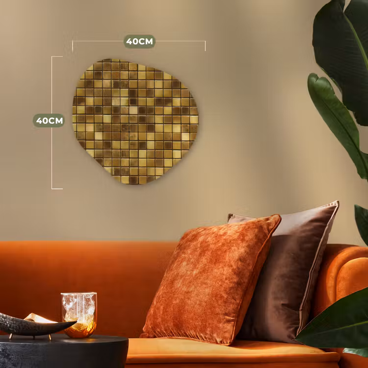 Organisch schilderij - Forex - Tegels - Mozaïek - Luxe - Warm Goud — 4