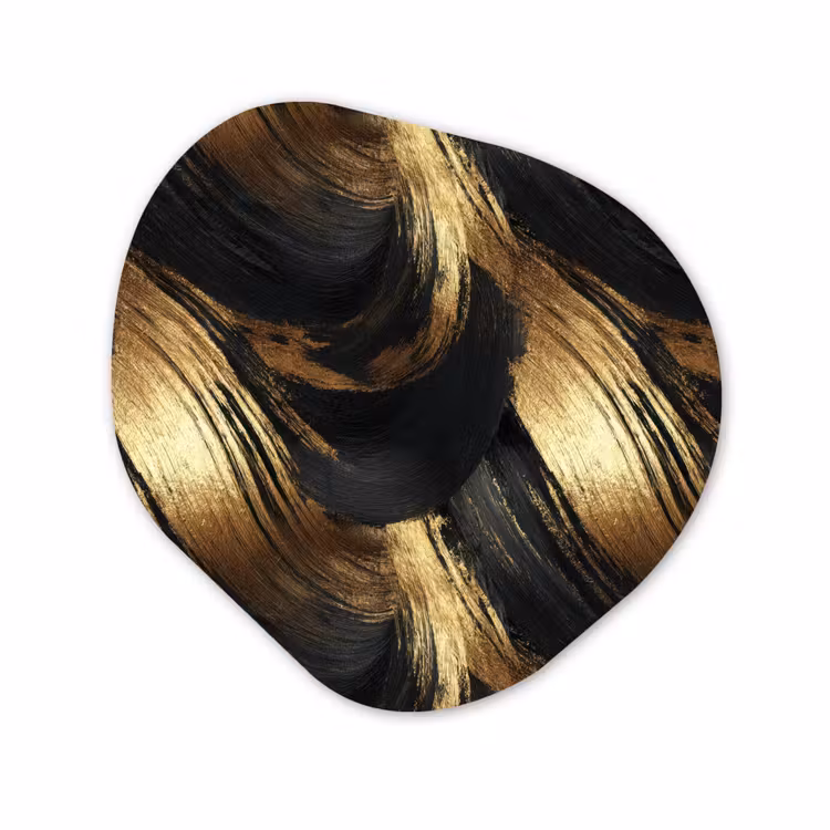 Organisch schilderij - Forex - Verfstreken - Abstract - Goud - Zwart — 1